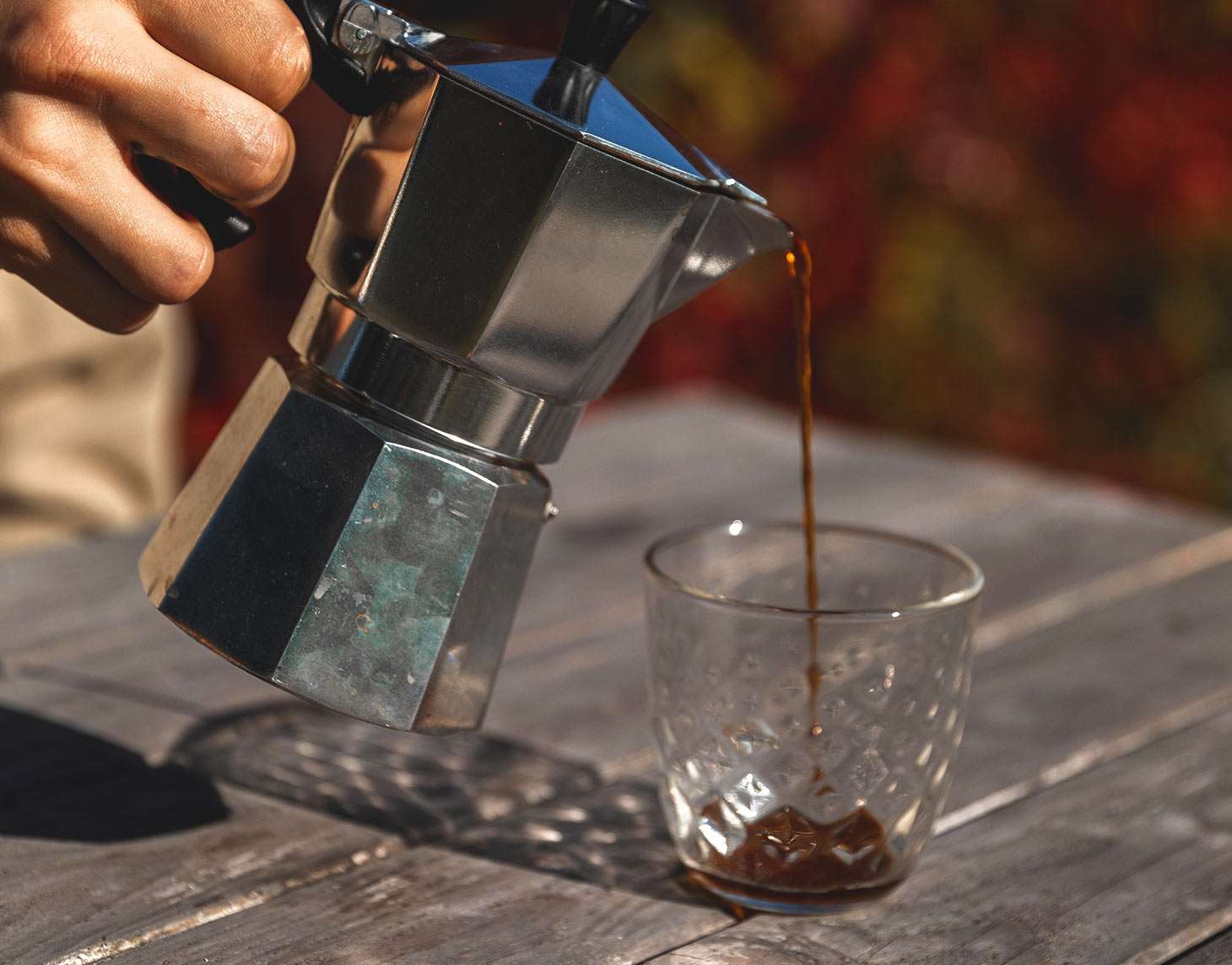Moka Pot Pouring Coffee